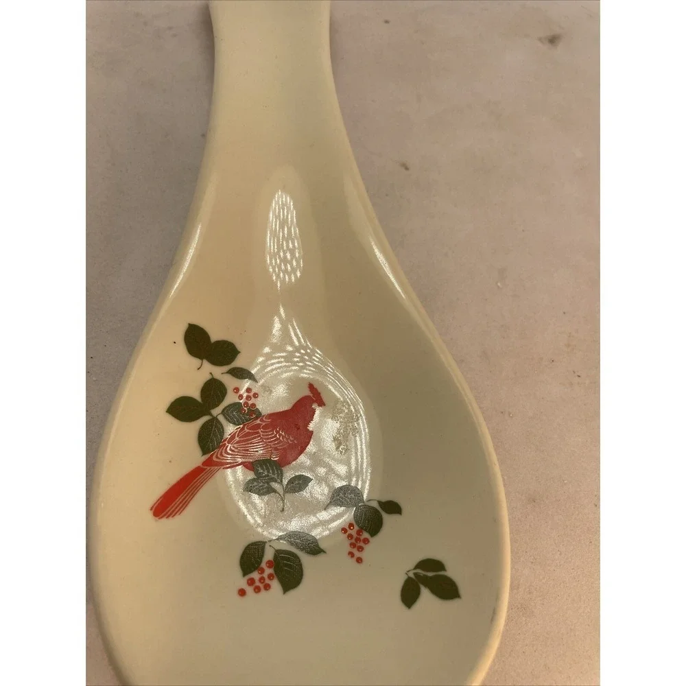 Otagiri Christmas Holly & Cardinal Porcelain Spoon Rest EUC‎